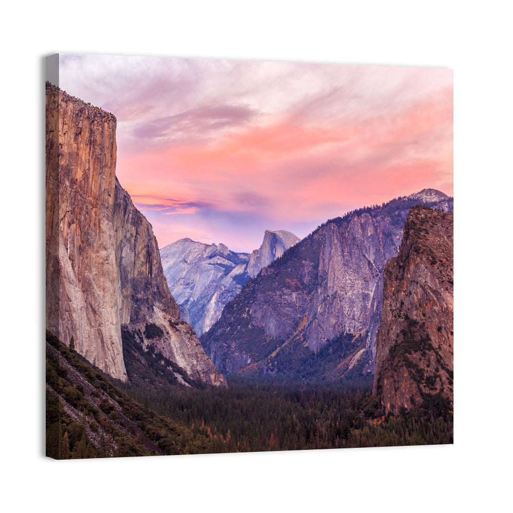 El Capitan at Tunnel View Wall Art, canvas print, square