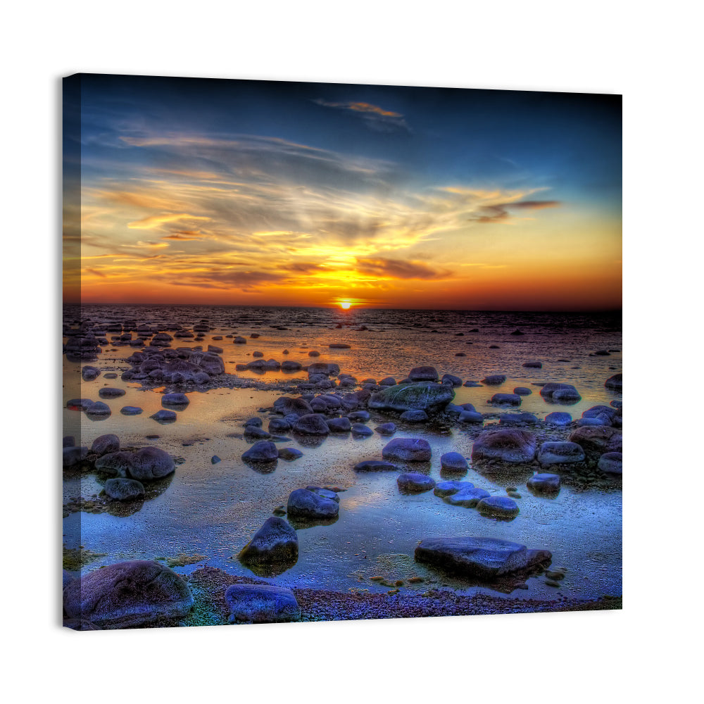 Sea Stones Sunset Wall Art