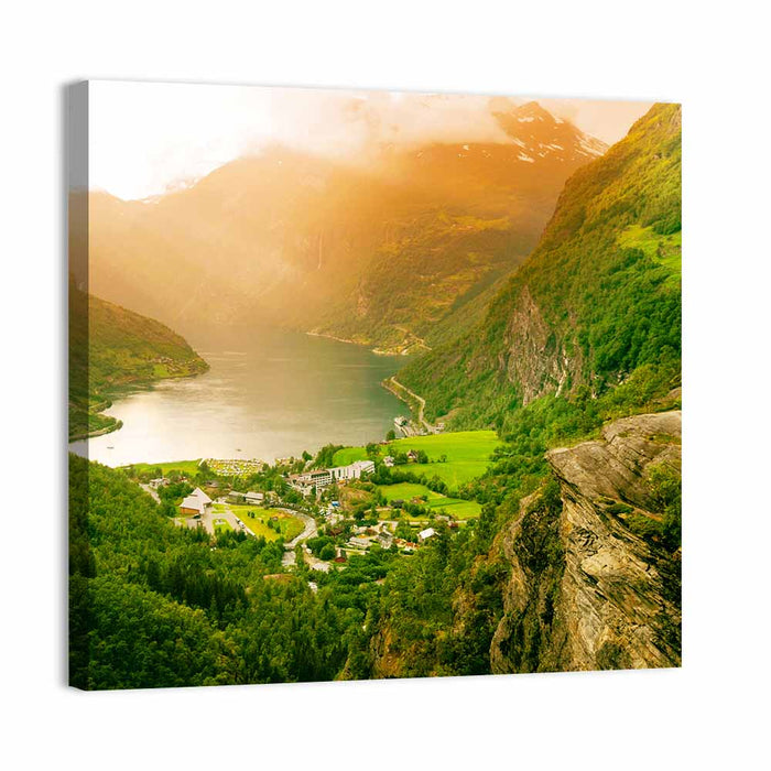 Geirangerfjord Golden Hour Wall Art as a canvas print