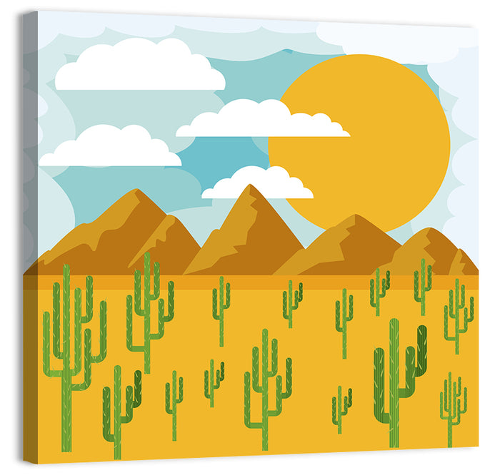 Sunny Desert Landscape Wall Art as a canvas print
