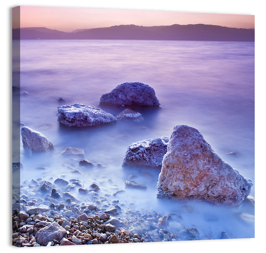 Dead Sea Salt Rocks at Dawn Wall Art, canvas print, square