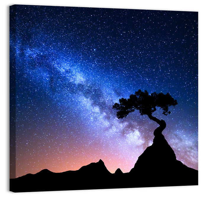 Milky Way Over Mountain Ridge Wall Art as a canvas print