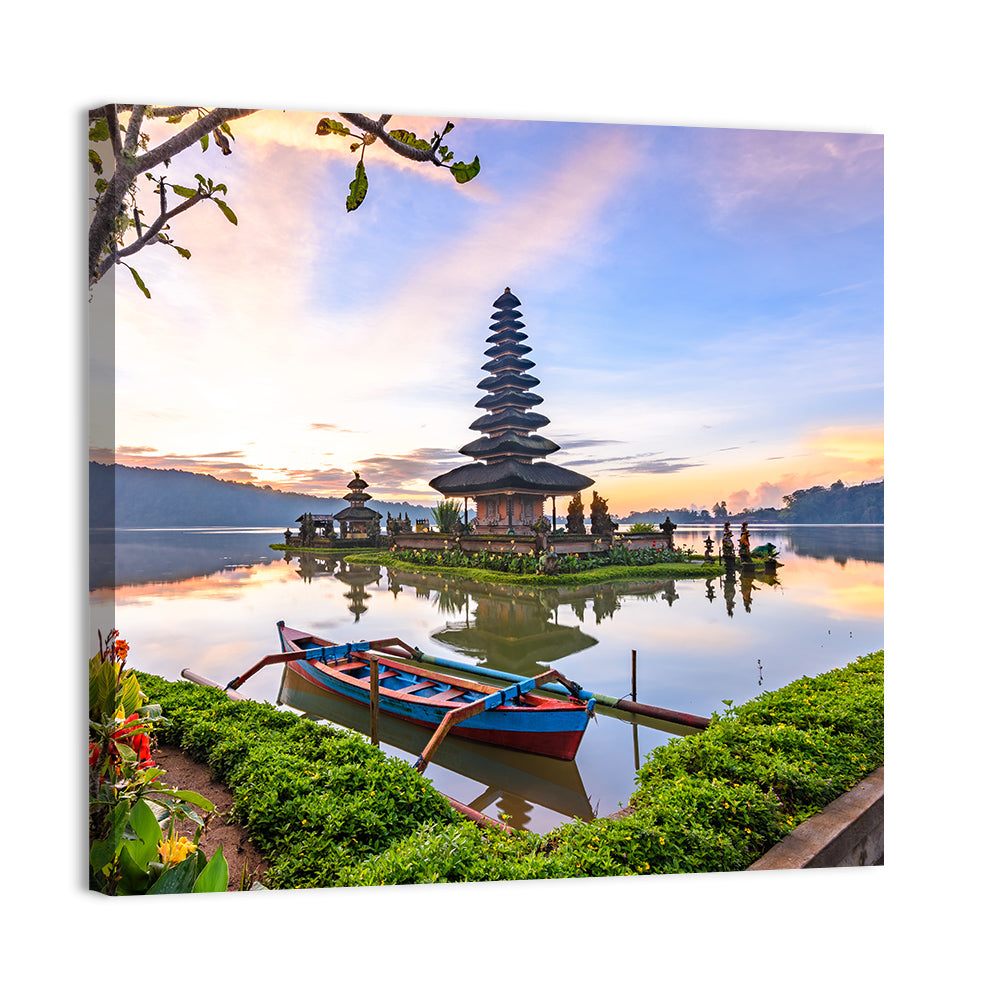 Pura Ulun Danu Beratan Wall Art, canvas print, square
