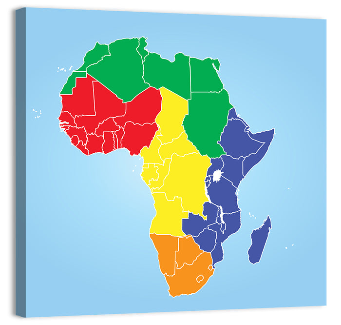 Color Coded Africa Map Wall Art as a canvas print