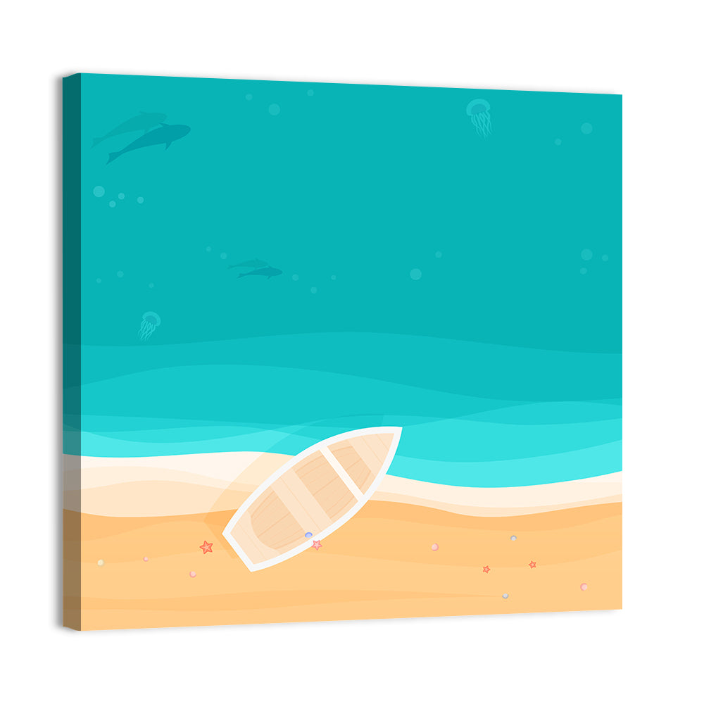 Sandy Beach Illustration Wall Art