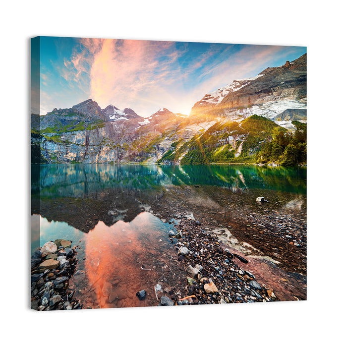 Oeschinensee Reflection Wall Art as a canvas print
