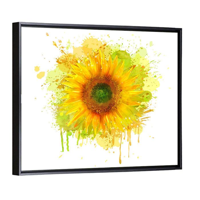 Watercolor Sunflower Wall Art as a framed canvas