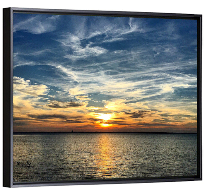 Texoma Lake Sunset Wall Art as a framed canvas