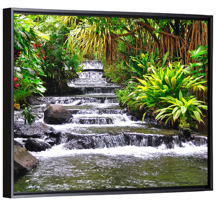 Tabacon Tiered Hot Springs Waterfall Wall Art as a framed canvas