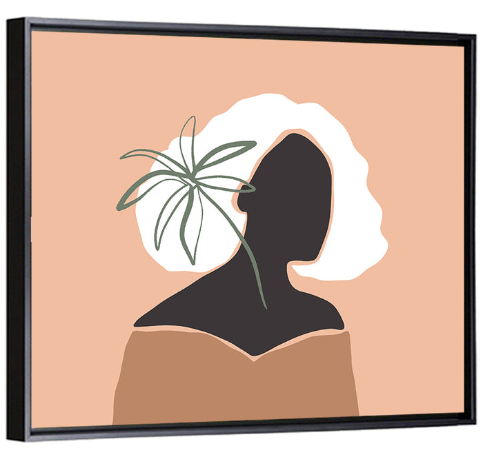 Modern Woman Silhouette Wall Art as a framed canvas