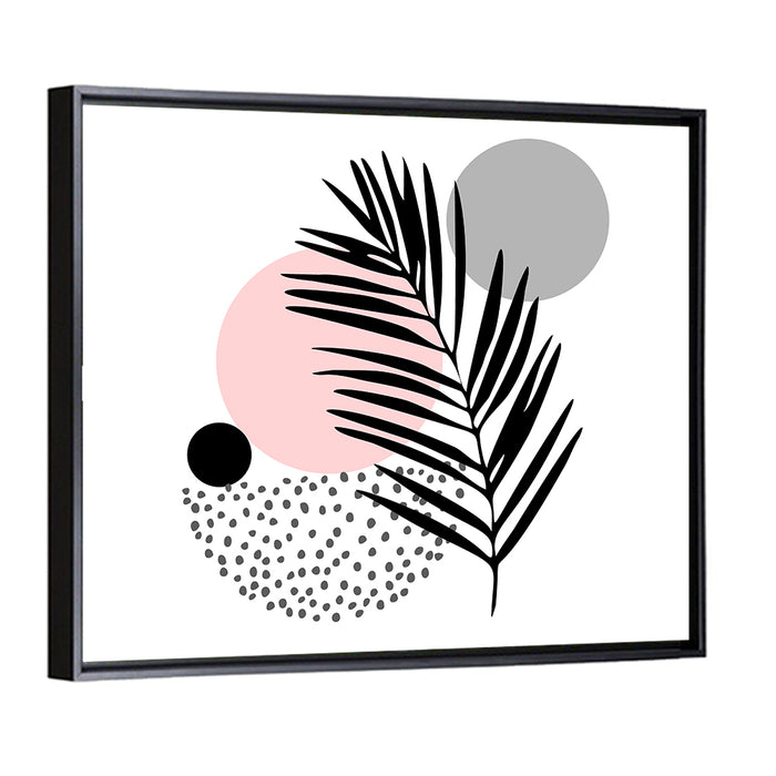 Stippled Palm Leaf Illustration Wall Art as a framed canvas