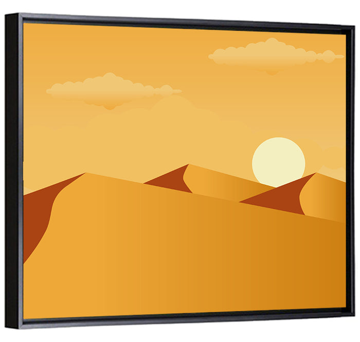 Sunset Over Sand Dunes Wall Art as a framed canvas
