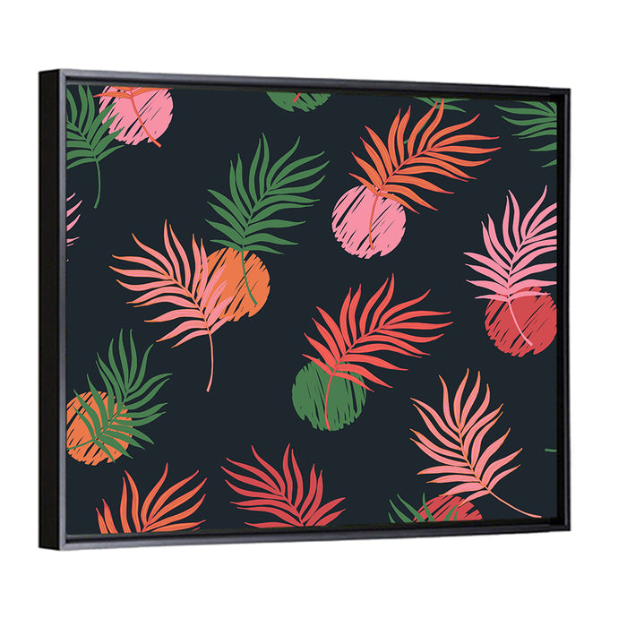 Palm Leaves with Scribbled Circles Wall Art as a framed canvas
