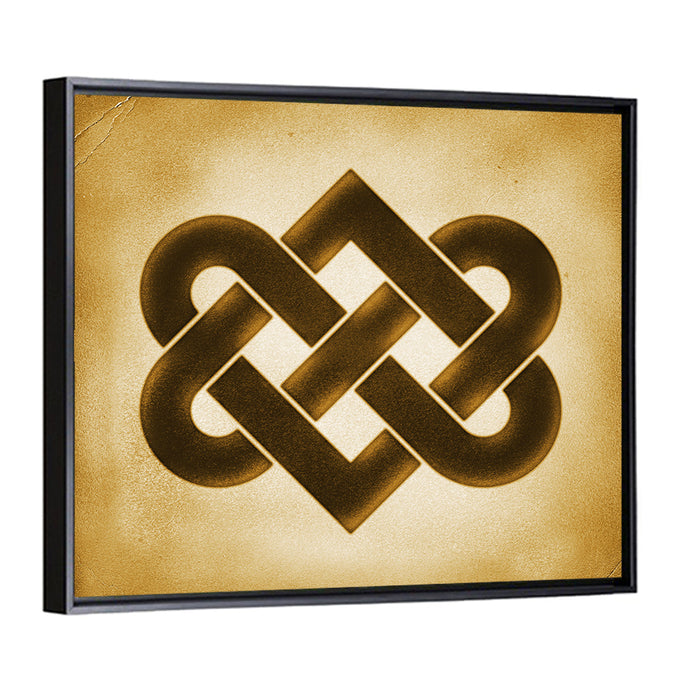 Gold Celtic Heart Knot Wall Art as a framed canvas