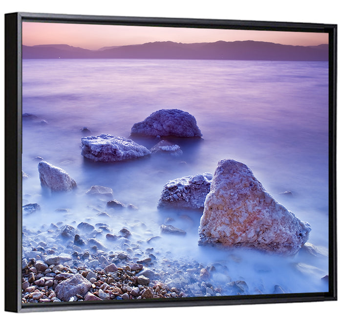 Dead Sea Salt Rocks at Dawn Wall Art as a framed canvas