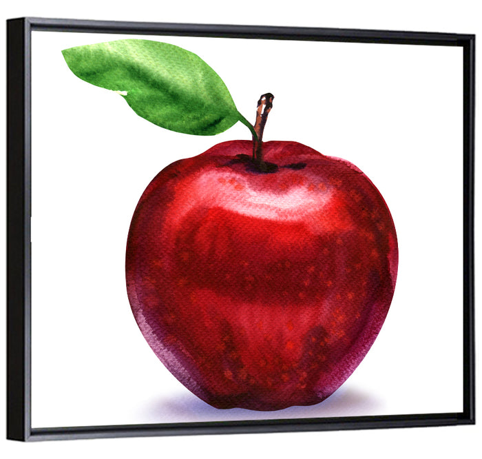 Red Apple Watercolor Wall Art as a framed canvas