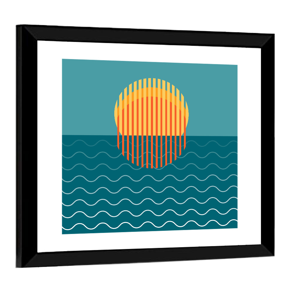 Ocean Sunset Illustration I Wall Art