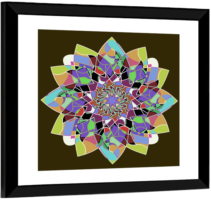 Dahlia Mandala Wall Art as a framed print