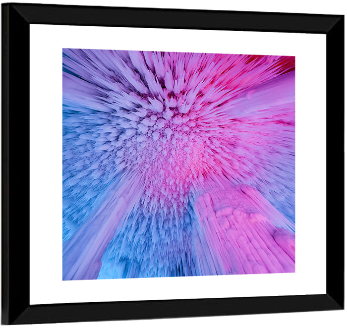 Ethereal Ice Cave Icicles Wall Art as a framed print