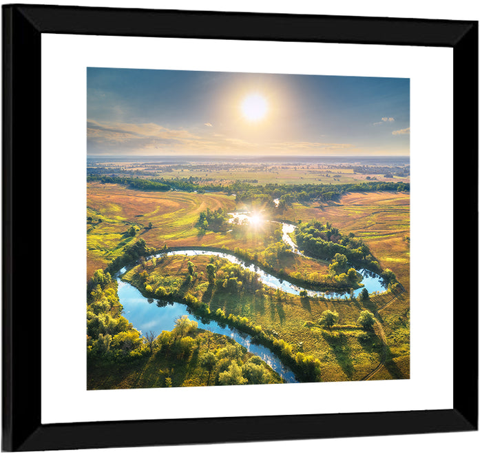 Sunlit Irrigation Canal Wall Art as a framed print