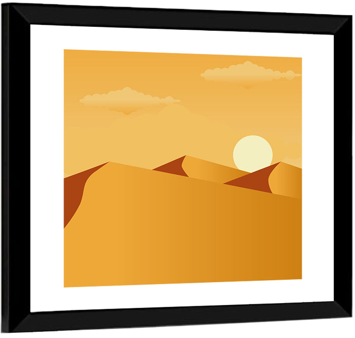 Sunset Over Sand Dunes Wall Art as a framed print
