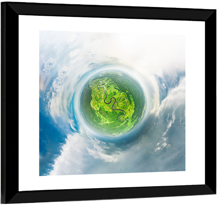 Spherical Forest from Space Wall Art as a framed print