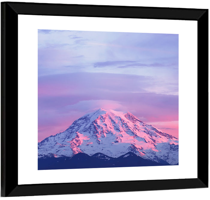 Mount Rainier Alpenglow with Lenticular Cloud Wall Art as a framed print
