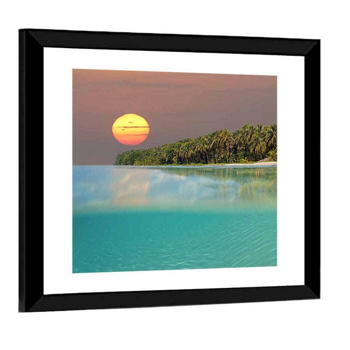 Split-level Caribbean Sunset Wall Art as a framed print