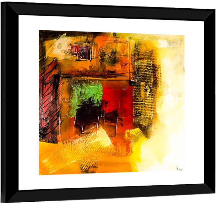 Layered Geometric Abstract in Warm Tones Wall Art as a framed print