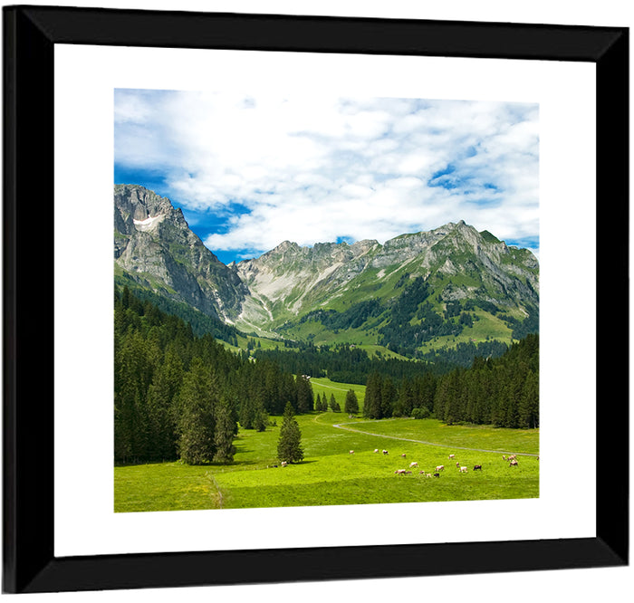 Arnibach Valley Summer Meadow Wall Art as a framed print