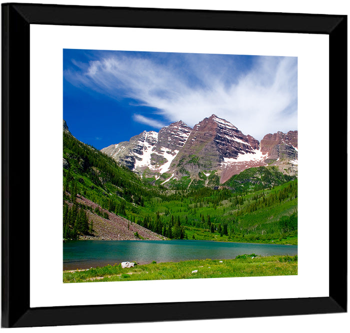 Maroon Bells Reflections at Maroon Lake Wall Art as a framed print