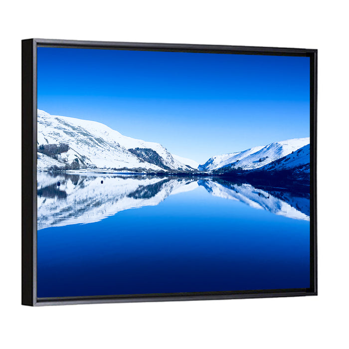 Tal Y Llyn Winter Reflection Wall Art as a framed canvas