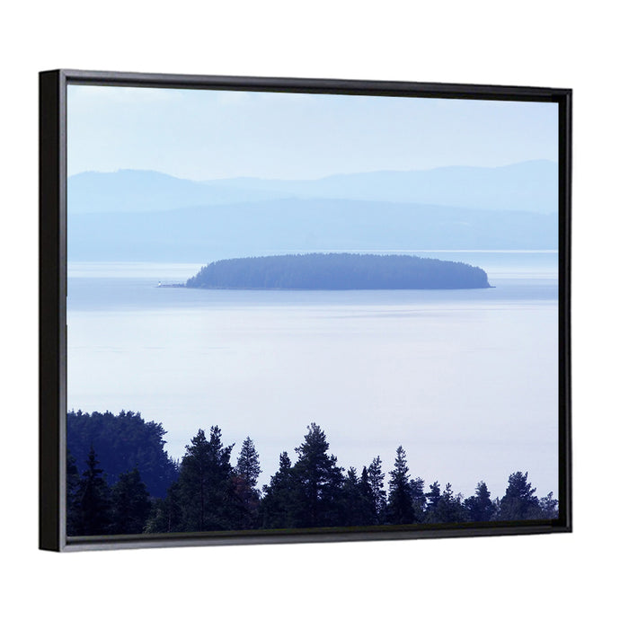 Dalarna Mist with Lighthouse Wall Art as a framed canvas