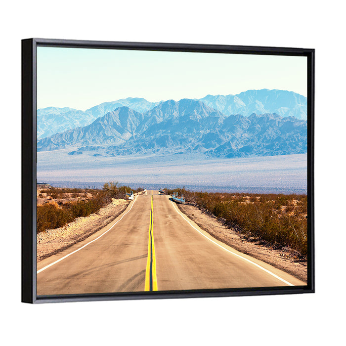 Mojave Desert Route 66 Wall Art as a framed canvas