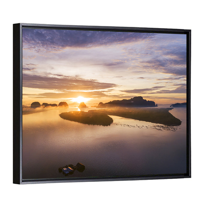 Phang Nga Bay Sunrise Wall Art as a framed canvas