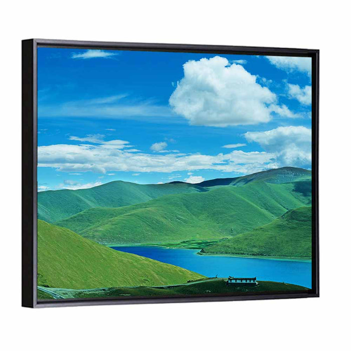Yamdrok Tso Turquoise Lake Wall Art as a framed canvas