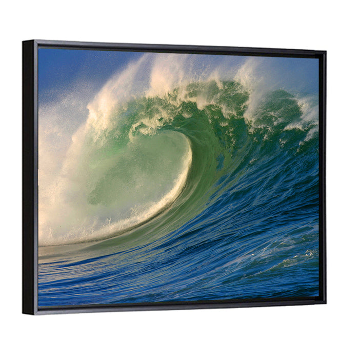 Waimea Shorebreak Wave Wall Art as a framed canvas