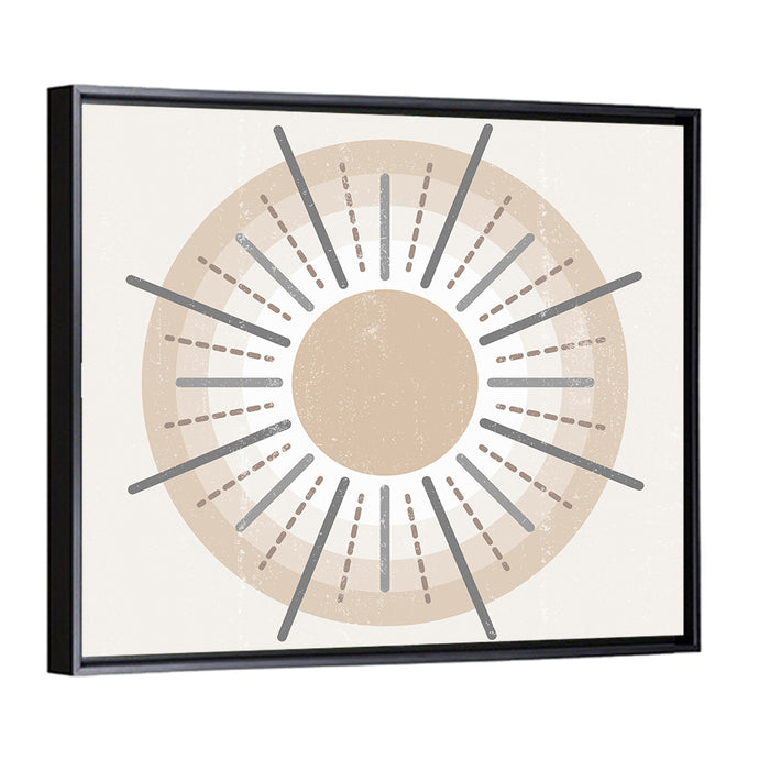 Textured Boho Sunburst Wall Art as a framed canvas