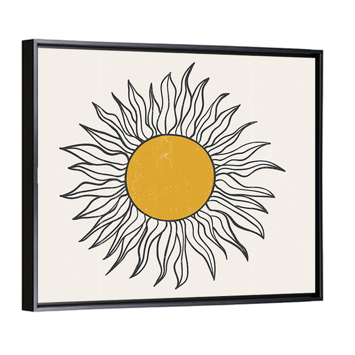 Textured Boho Sun Wall Art as a framed canvas