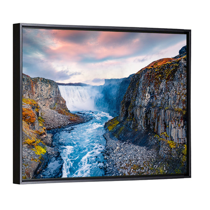 Dettifoss Waterfall Wall Art as a framed canvas