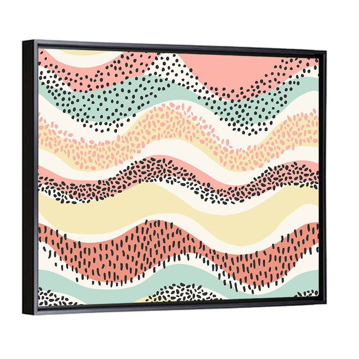 Wavy Color Block Pattern Wall Art as a framed canvas