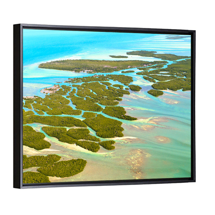 Florida Keys Mangrove Islands Wall Art as a framed canvas