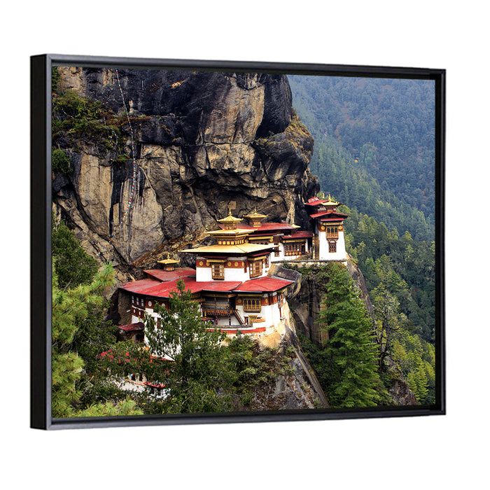Tiger's Nest Monastery, Paro Bhutan Wall Art as a framed canvas