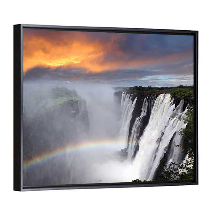 Victoria Falls Rainbow at Dusk Wall Art as a framed canvas