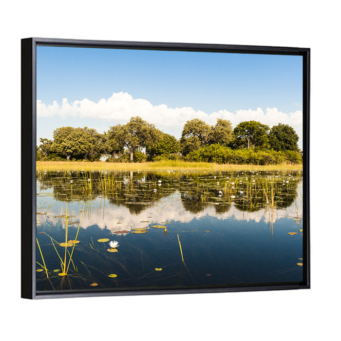 Okavango Delta Waterlilies Wall Art as a framed canvas