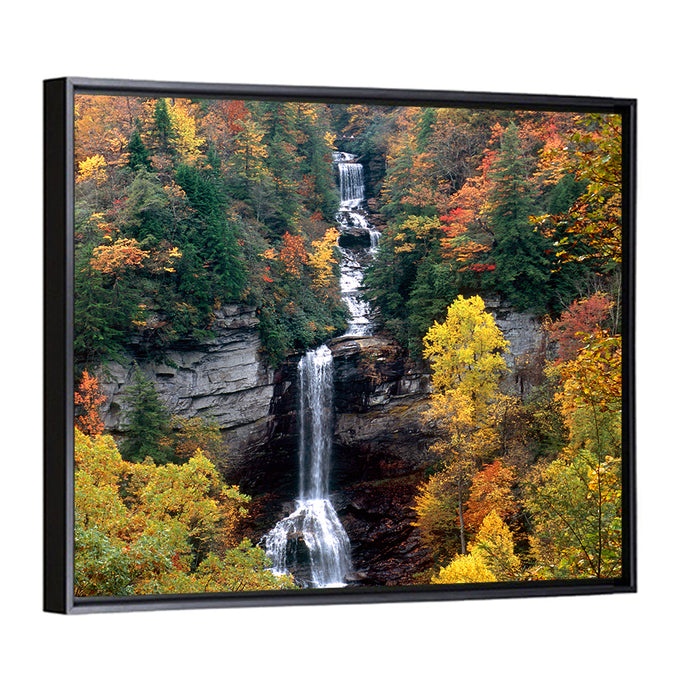 Raven Cliff Waterfall Wall Art as a framed canvas