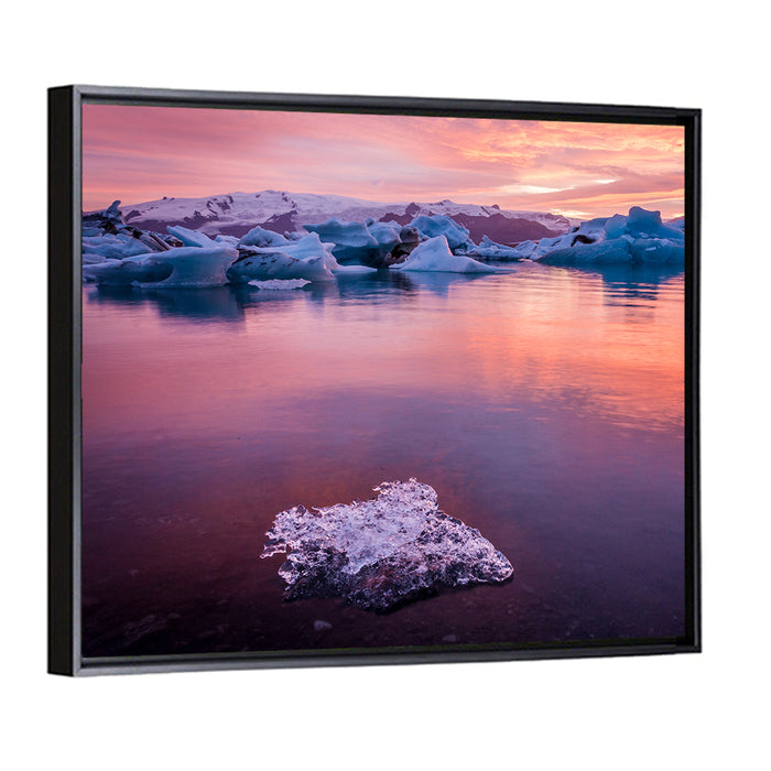 Jökulsárlón Dusk Lagoon Wall Art as a framed canvas