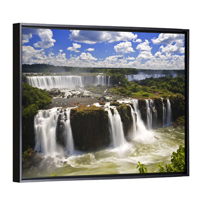 Iguazu Falls River View Wall Art as a framed canvas