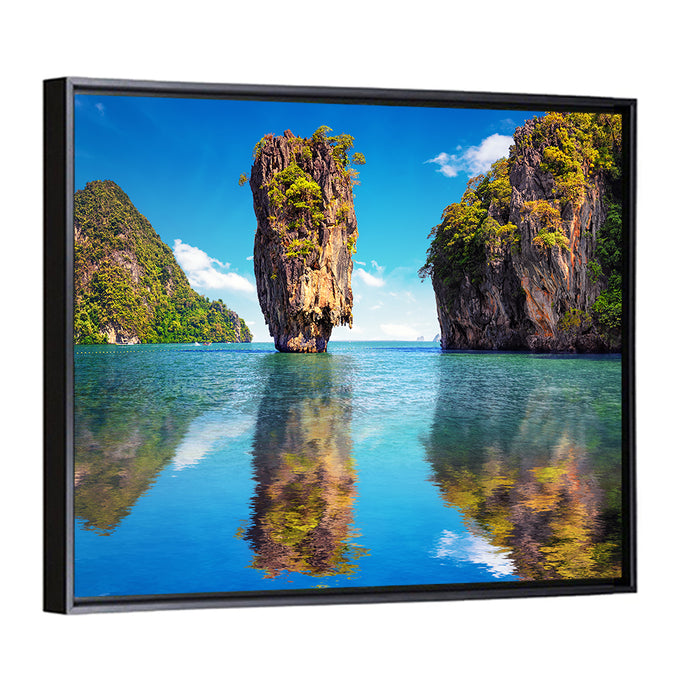 Ko Tapu Limestone Stack, Phang Nga Wall Art as a framed canvas