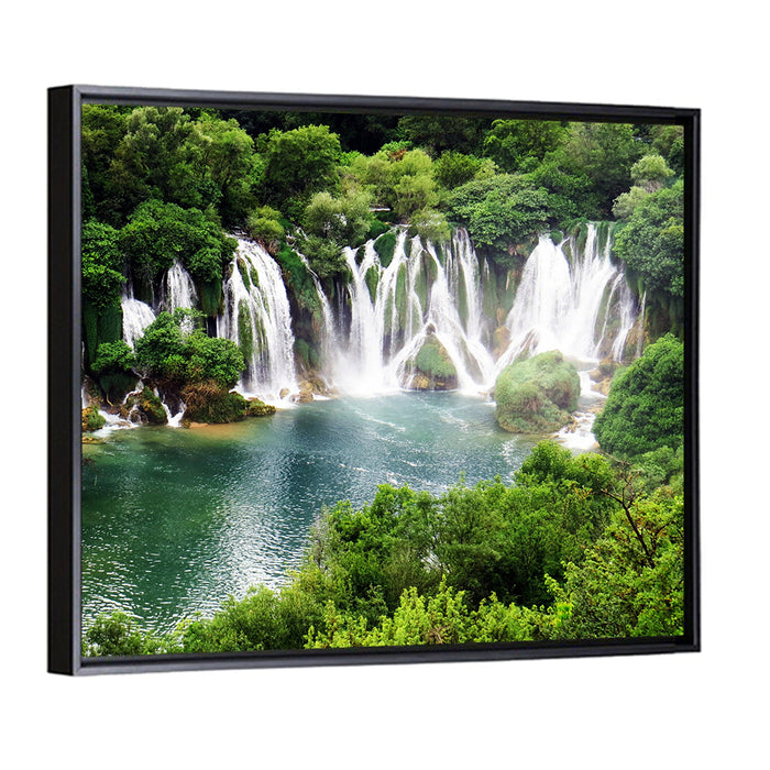 Kravice Falls Wall Art as a framed canvas